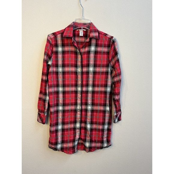 NWOT VICTORIAS SECRET‎ DREAMER  PRETTY RED PLAID   NIGHT SHIRT NIGHTGOWN XS - Picture 2 of 7